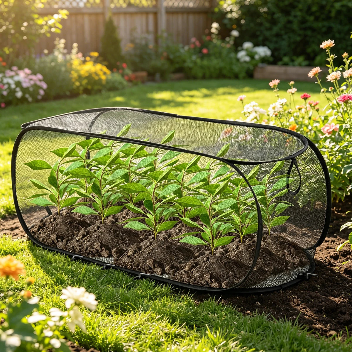 opvouwbaar plantenbeschermingsnet voor tuinbedden