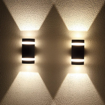 Zwarte cilindervormige LED buitenmuurverlichting