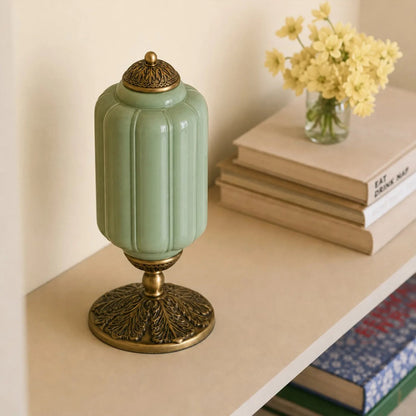 Lumi Eloise tafellamp in Frans retro-stijl, crèmekleurig glas met structuur