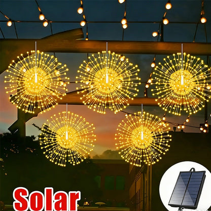 Solar Tuinverlichting Vuurwerkeffect Met Schemersensor