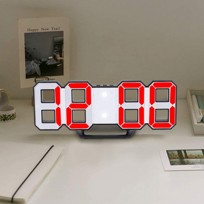 digitale wekker met 3d-display in een modern interieur