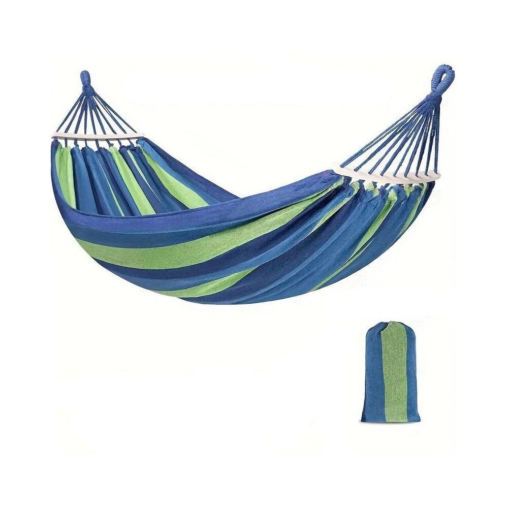 katoenen camping hangmat blauw gestreept