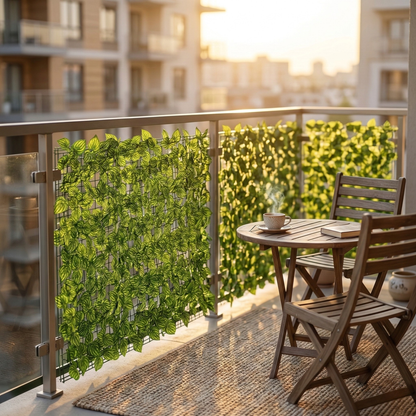 Kunstmatige privacy schuttingpaneel met groene bladeren voor tuin en balkon