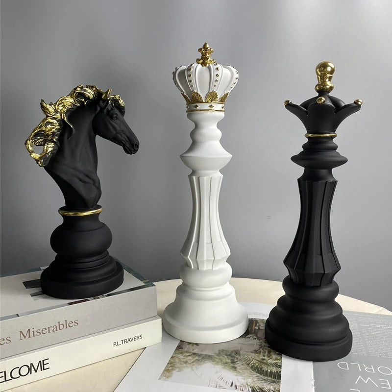 decoratief schaakbeeldhouwsel houten set