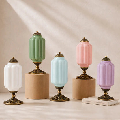Lumi Eloise tafellamp in Frans retro-stijl, crèmekleurig glas met structuur