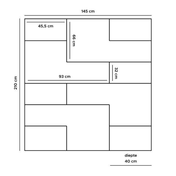 huub wood shelving unit 210 x 145 cm – room divider