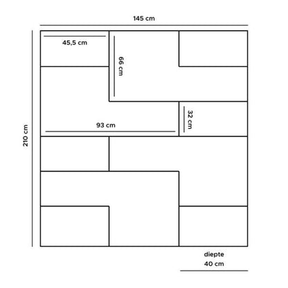 Huub Wood Shelving Unit 210 x 145 cm – Room Divider