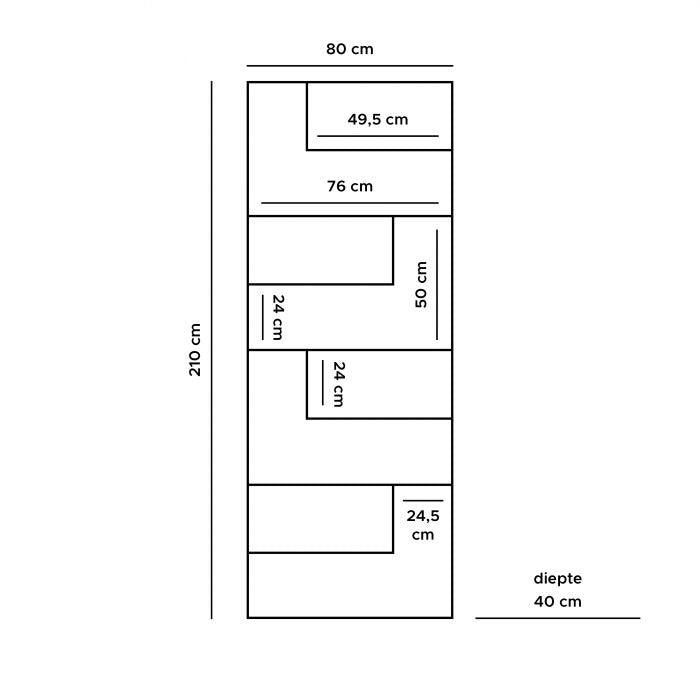 huub wood shelving unit 210 x 80 cm - room divider