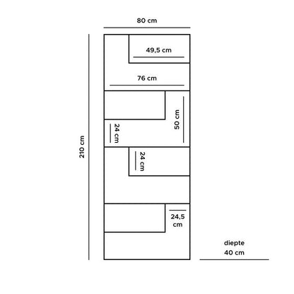 Huub Wood Shelving Unit 210 x 80 cm - Room Divider