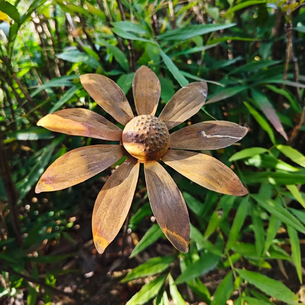 metalen tuinsteker kamille margriet rustiek 65cm