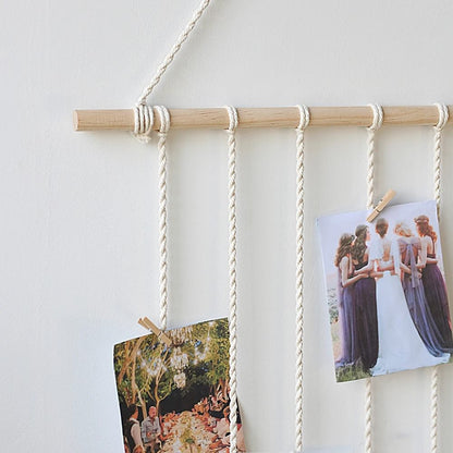 Macramé wandhanger fotodisplayhouder
