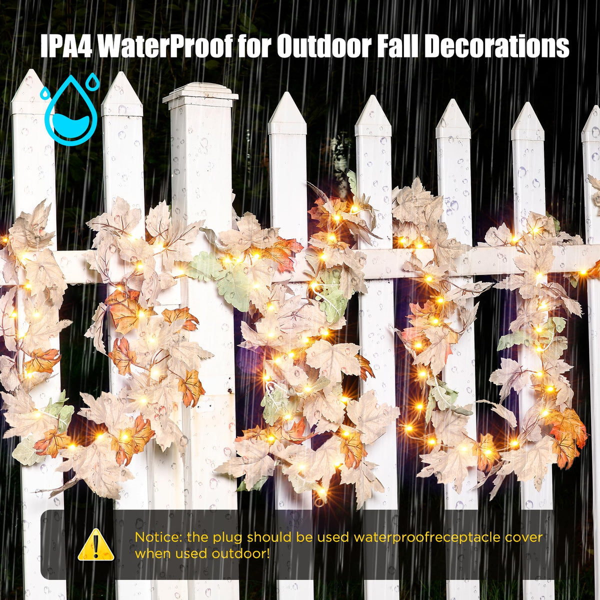 bladslinger met verlichte herfstbladeren voor sfeervolle woondecoratie