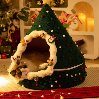 Kattenbed in kegelvorm met feestelijke uitstraling