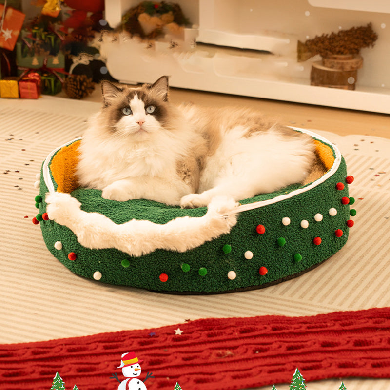 Kattenbed met feestelijk kerstdesign voor de slaapkamer