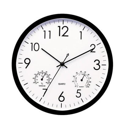 Buitenklok van 30 cm met temperatuur- en luchtvochtigheidsweergave aan de wand
