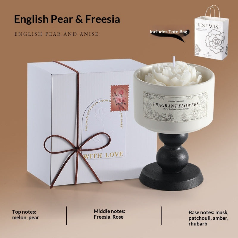 bloemvormige geurkaarsen in een complete cadeauset
