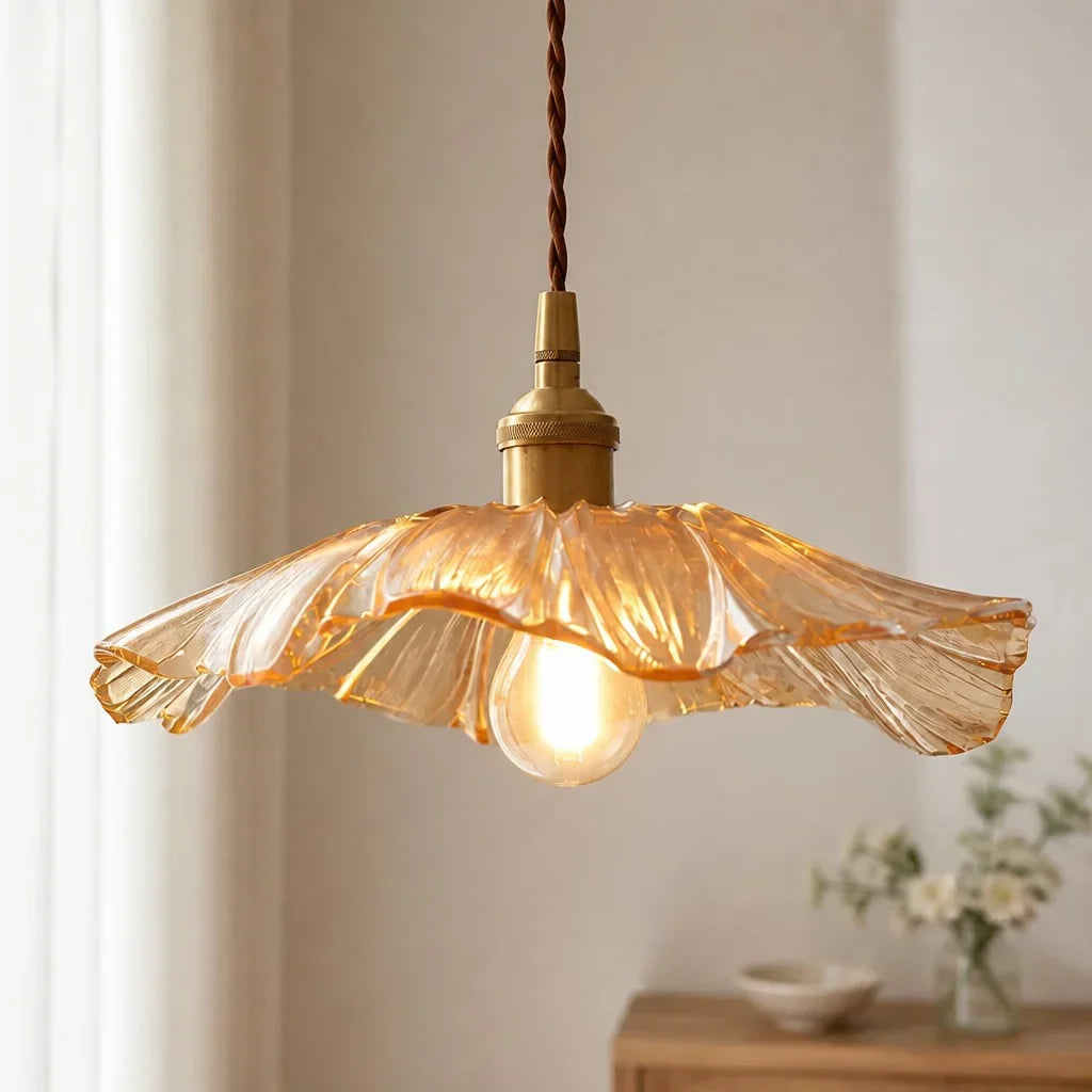 hanglamp glas bloem vintage