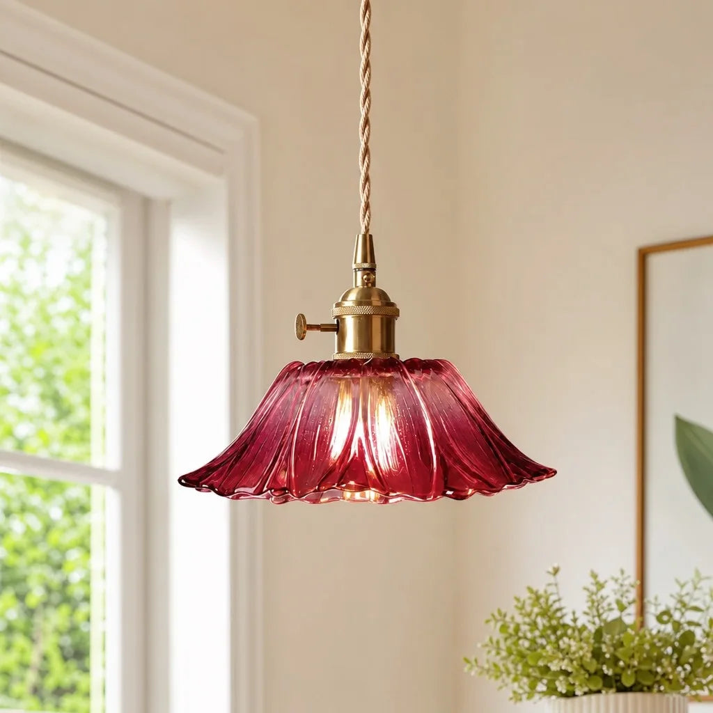 hanglamp glas bloem vintage