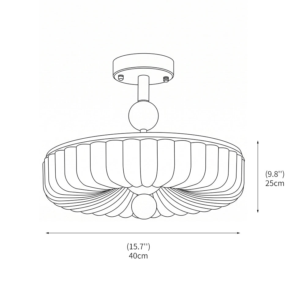 Plafondlamp met compact ontwerp van glas en houtlook, gemonteerd aan het plafond