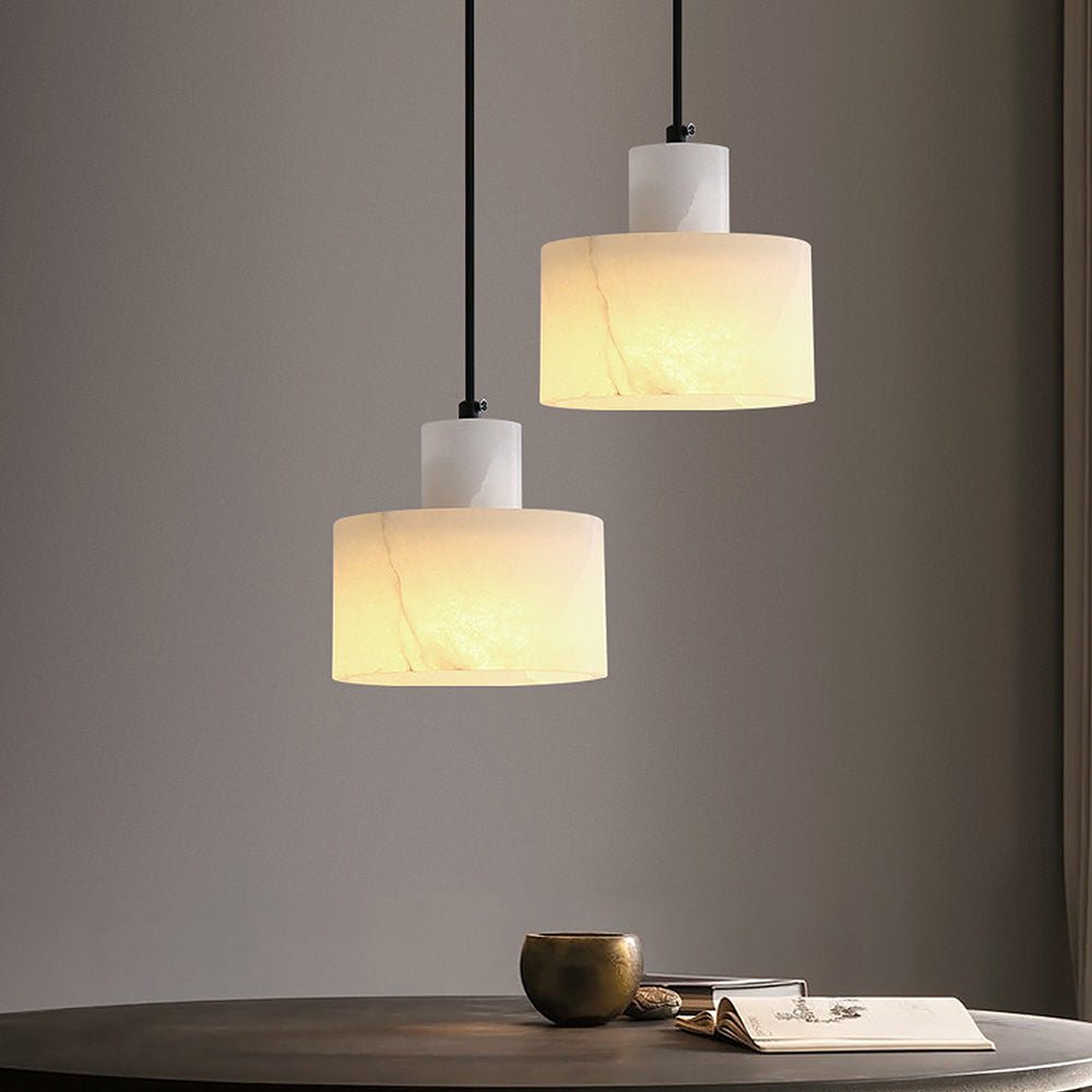 elegante scandinavische hanglamp van wit marmer