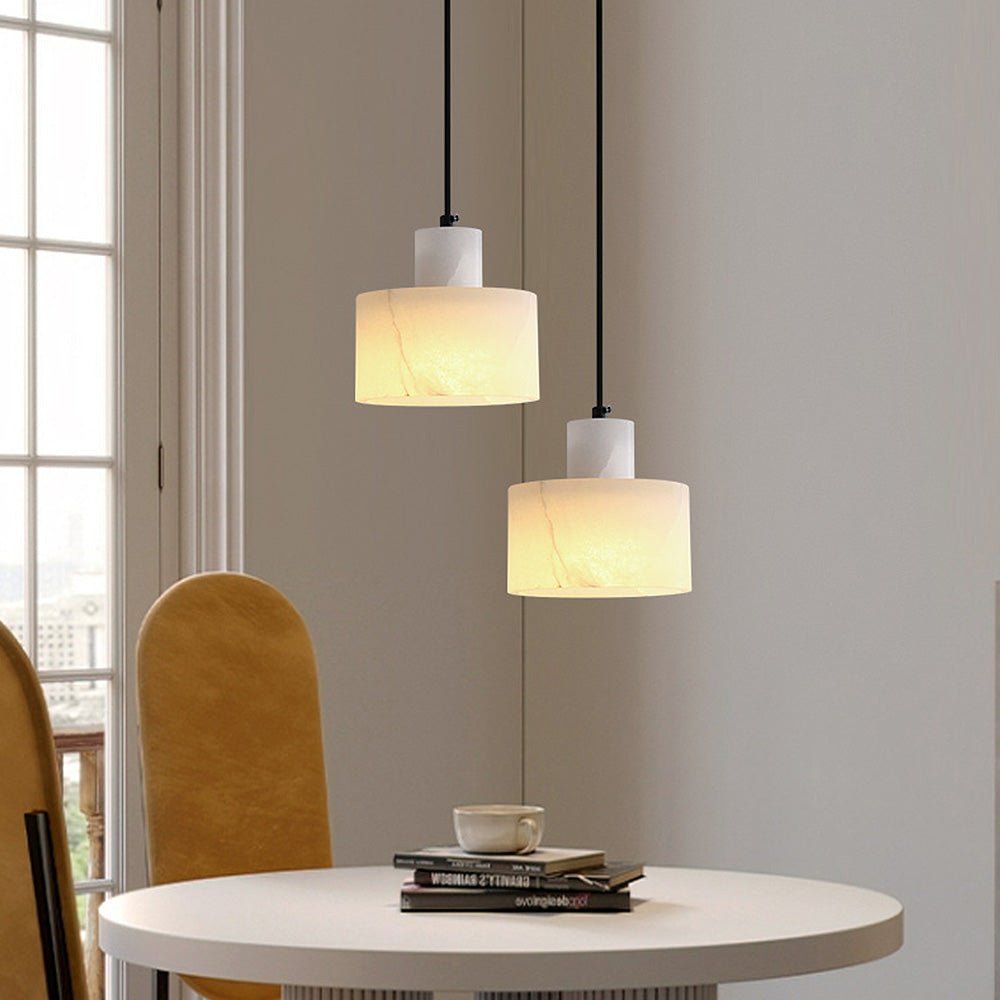 elegante scandinavische hanglamp van wit marmer