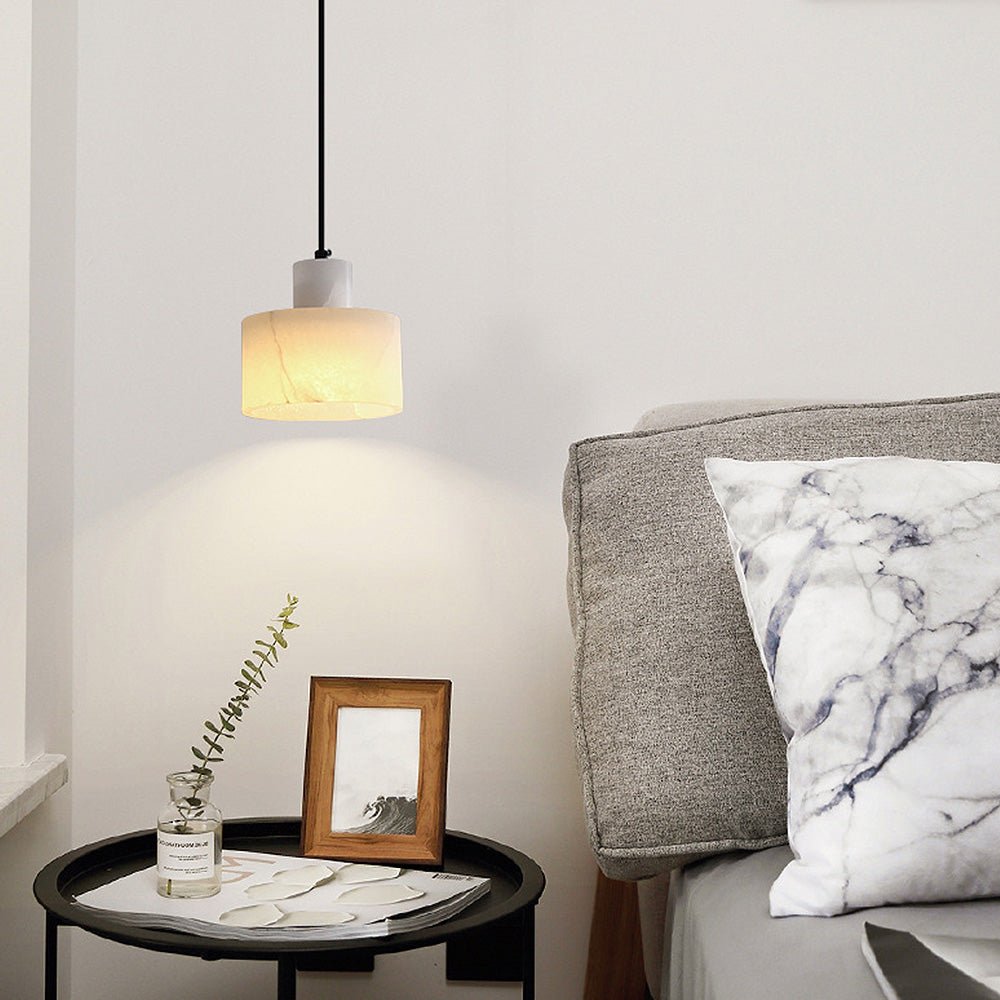 elegante scandinavische hanglamp van wit marmer