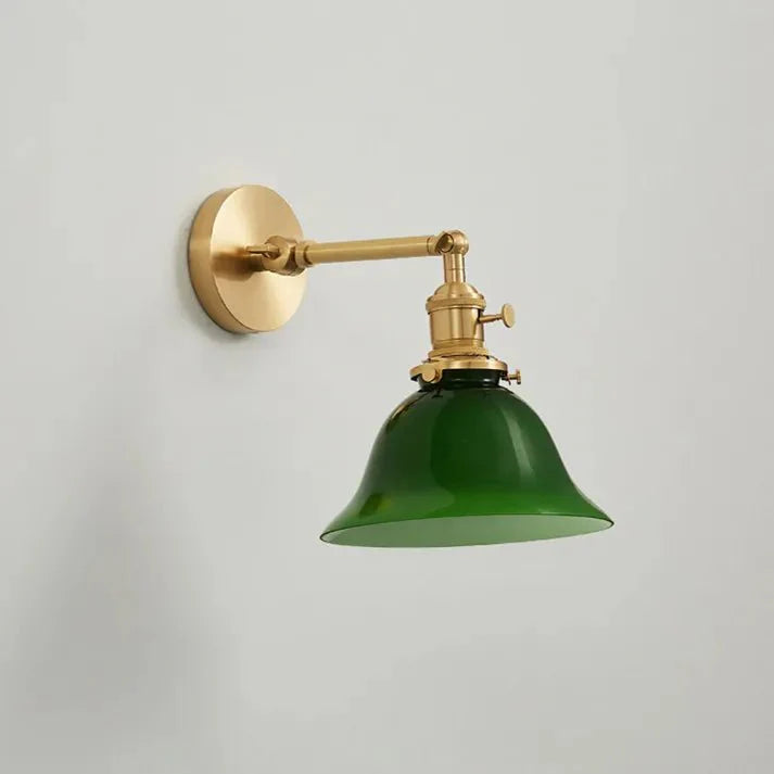 retro verstelbare groene glazen wandlamp met zwenkarm