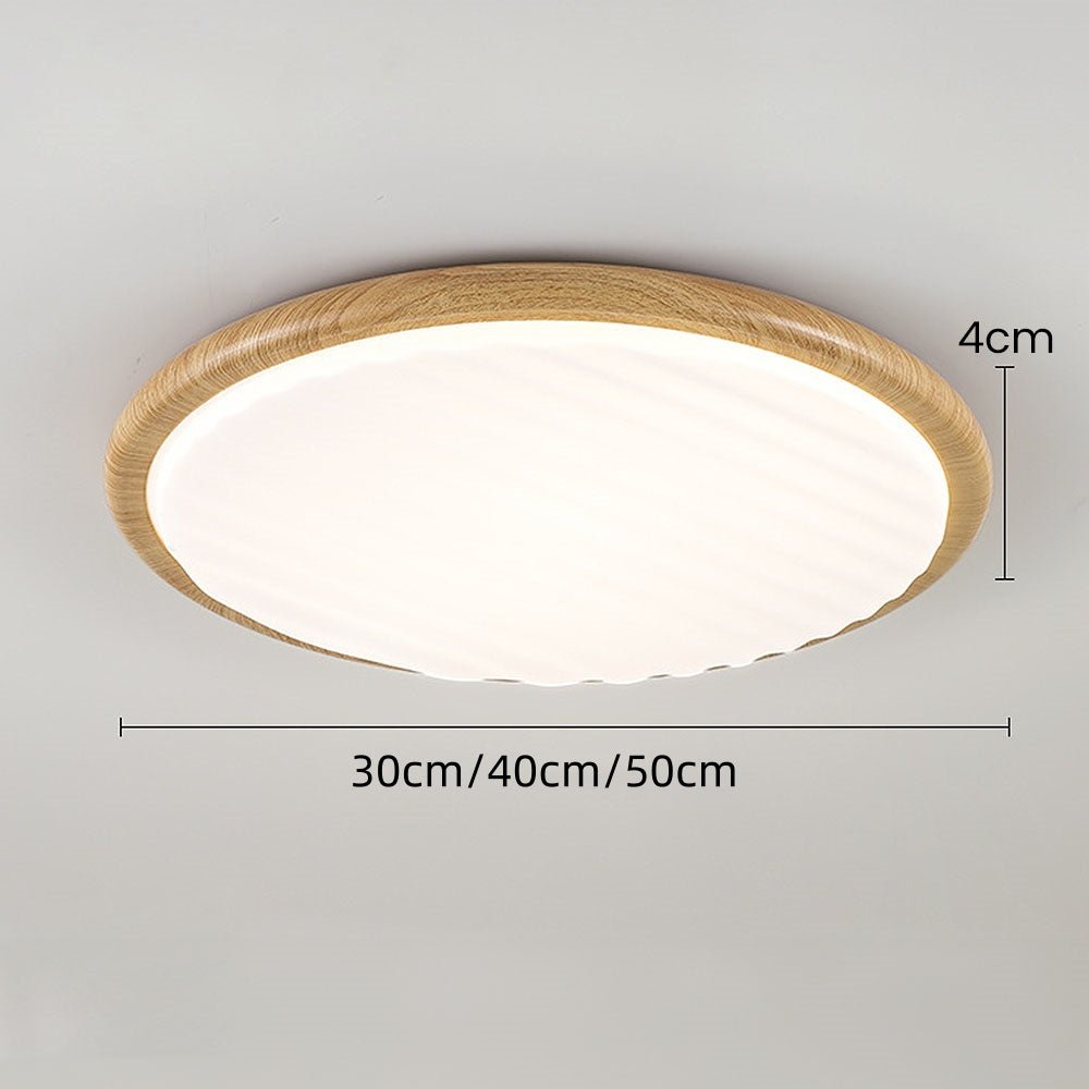 verleidelijke ronde houten led plafondlamp met een charmante plooi voor je slaapkamer