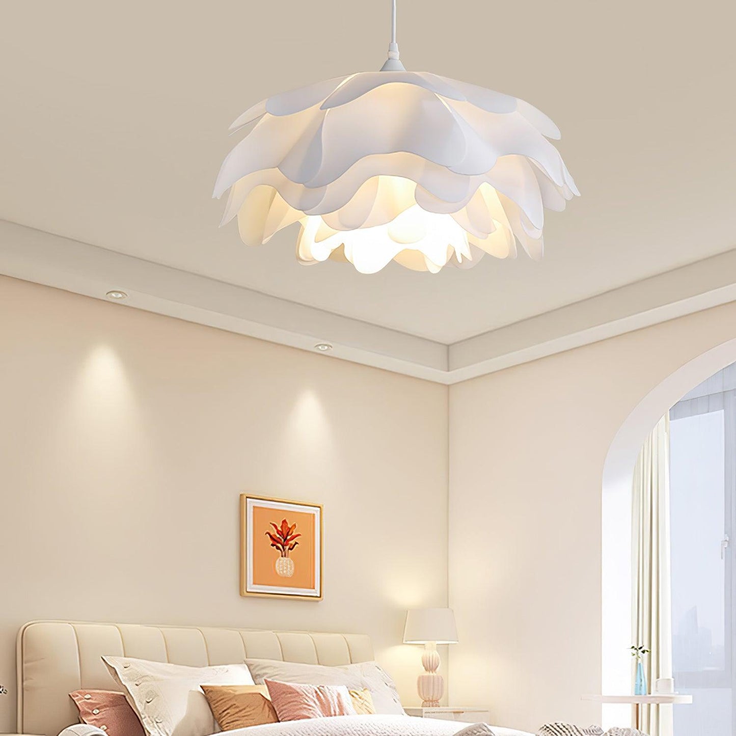 elegante witte bloemvormige hanglamp voor een sfeervolle ambiance