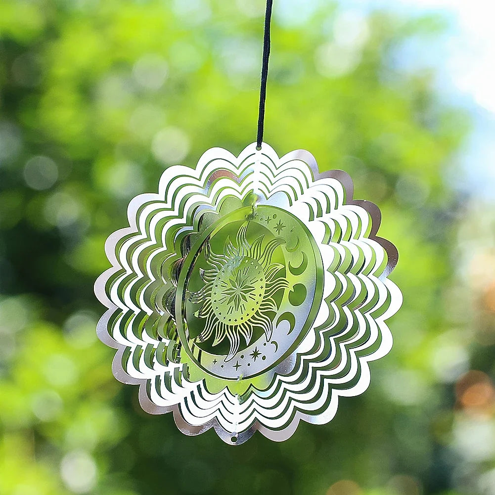 hangende windspinner van roestvrij staal in vogelverjager ontwerp