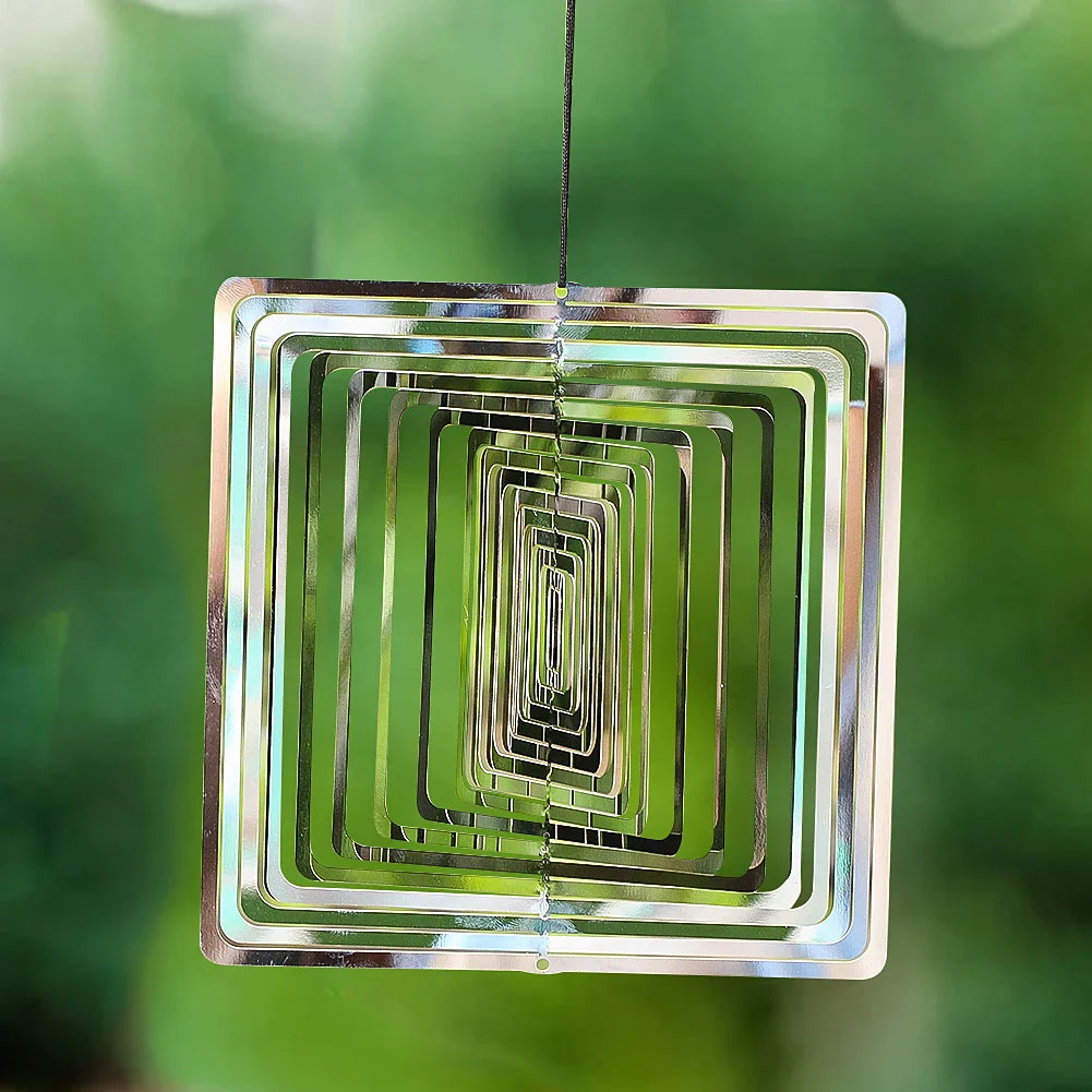 rvs 3d windspinner in vierkante vorm voor tuindecoratie buiten