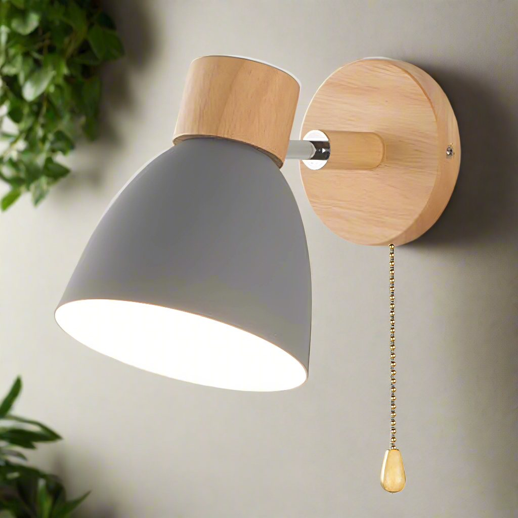 jandiel - scandinavische moderne houten hanglamp met schakelaar voor de wand