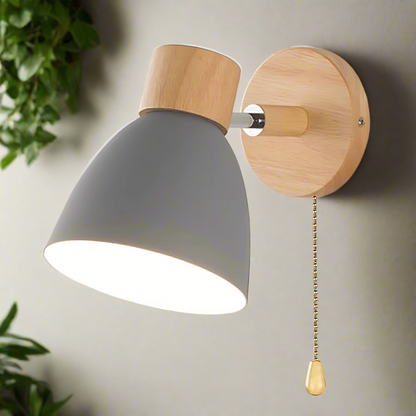 Jandiel - Scandinavische Moderne Houten Hanglamp met Schakelaar voor de Wand