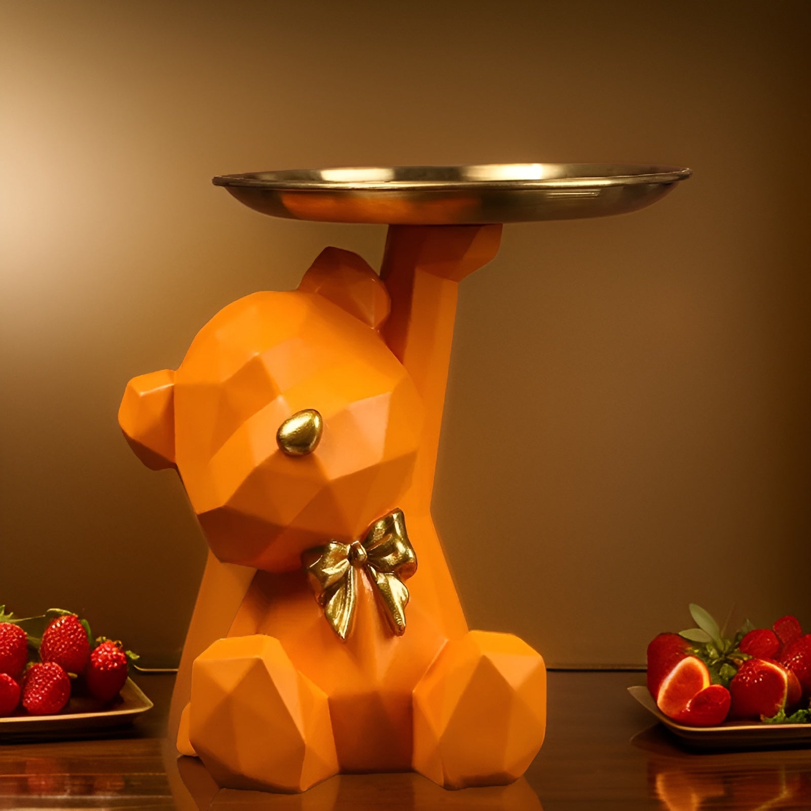 Kunsthars opbergfiguur met schaal voor kleine accessoires