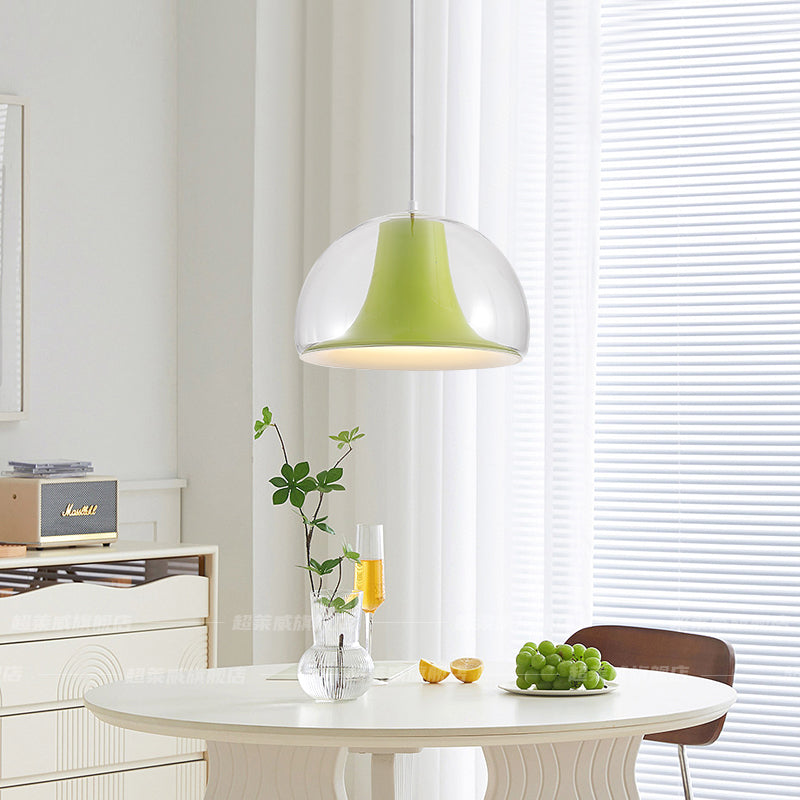 elegante halfronde glazen hanglamp met juweelachtige jellies