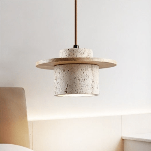 Elegante Travertin Hanglamp voor een Betoverende Sfeer