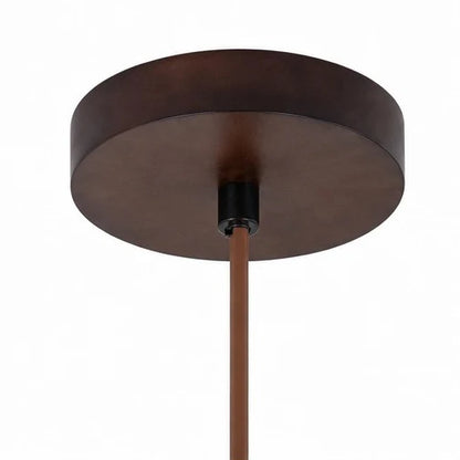 Minimalistische hanglamp met cilindervormige travertin basis en stoffen kap