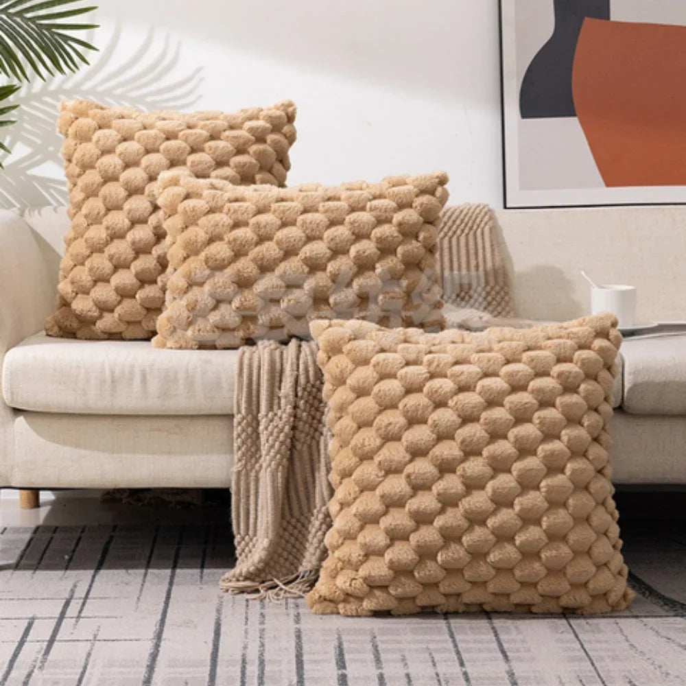 kussenhoes met 3d structuur van katoenmix voor bank en bed