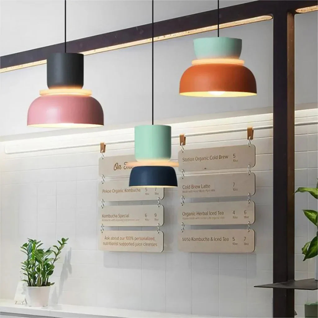 dulcy scandinavische hanglamp met kleurblokstijl