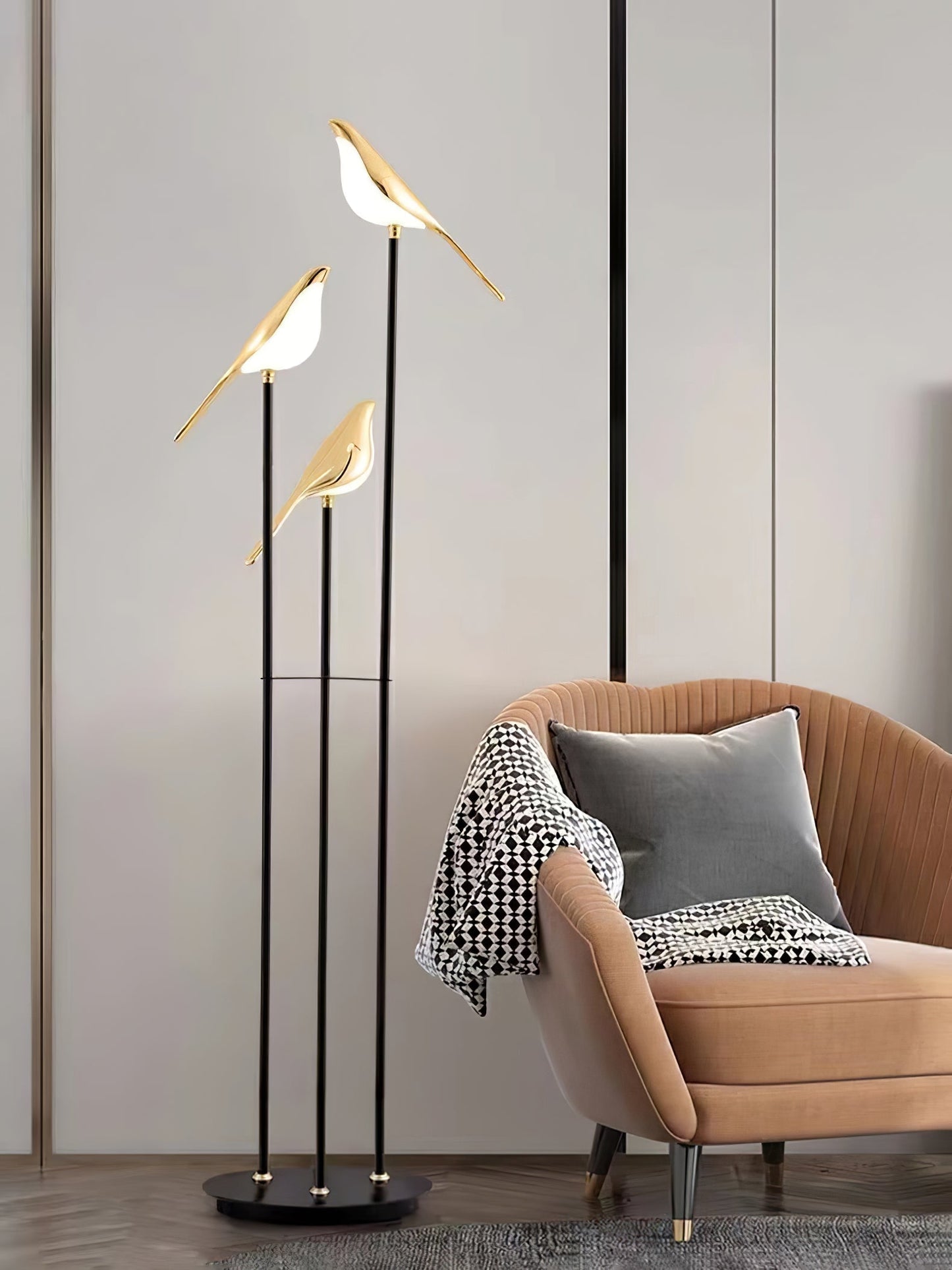 stijlvolle magpie perch vloerlamp met fakkelontwerp