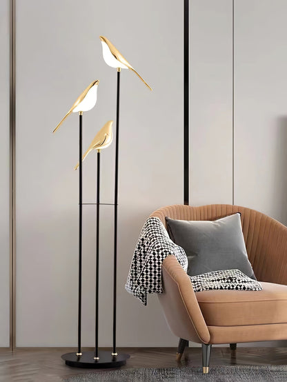 Stijlvolle Magpie Perch Vloerlamp met Fakkelontwerp