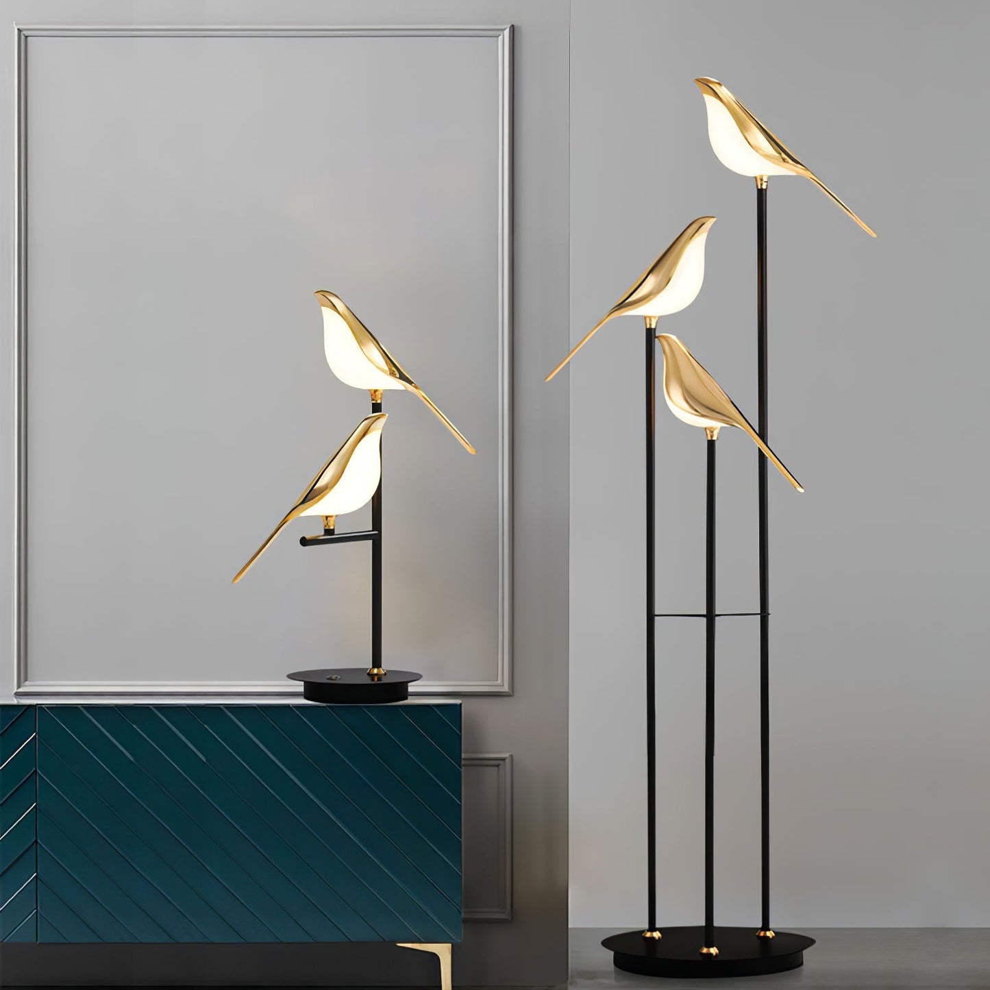 stijlvolle magpie perch vloerlamp met fakkelontwerp