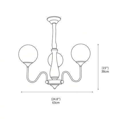 Kroonluchter met symmetrisch ontwerp van metaal en glas in interieur