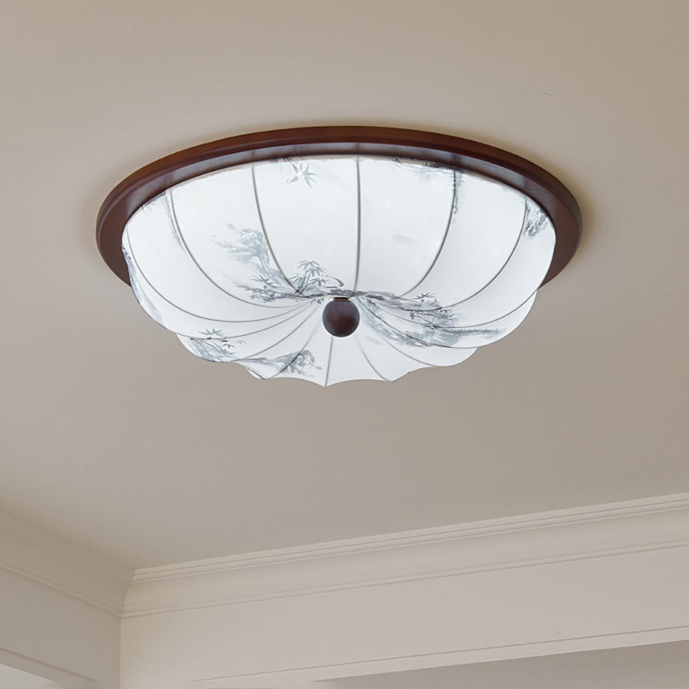 plafondverlichting van hout met geïntegreerde led in eigentijdse stijl