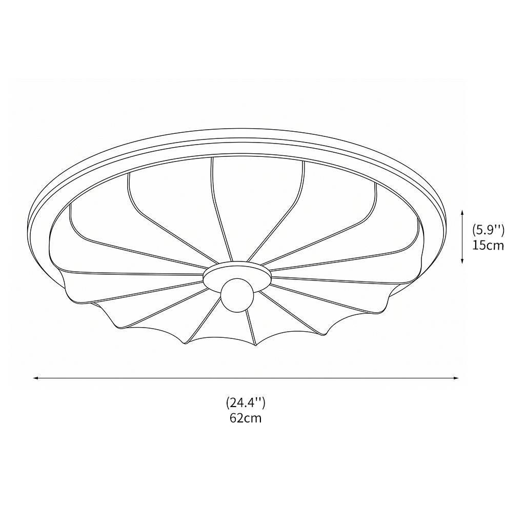 Plafondlamp met ronde stoffen kap in lichte neutrale kleur