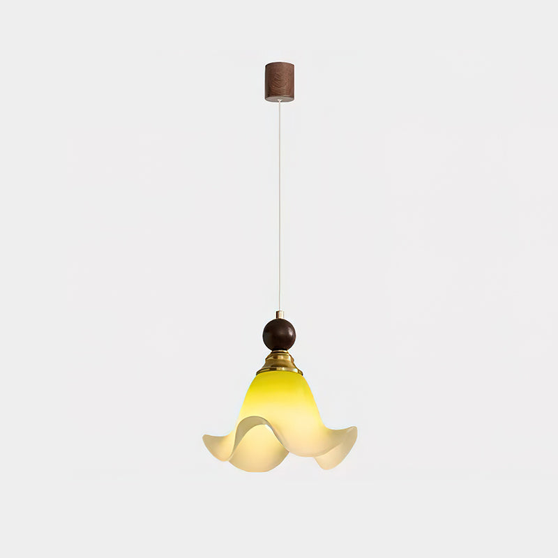 hanglamp hout en acryl met golvende kap