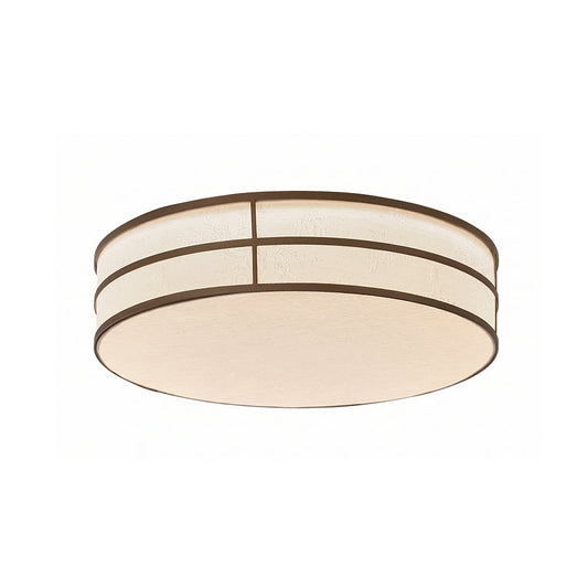 Plafondlamp met stoffen drumkap en ingebouwde led aan het plafond