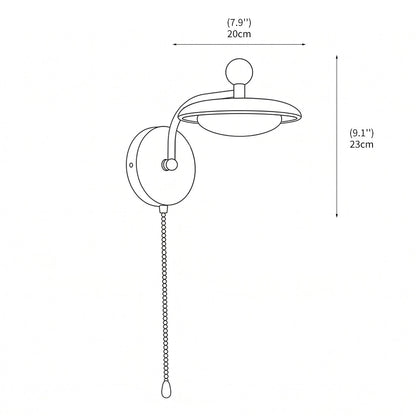 Detail van wandlamp in hout en metaal met geïntegreerde led
