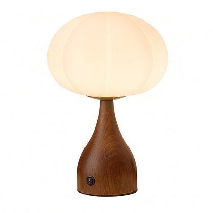 Tafellamp Geribbeld Glas Met Houten Voet