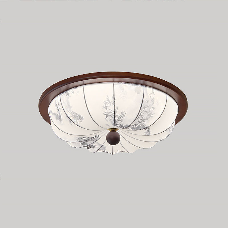plafondlamp houtlook met stoffen kap